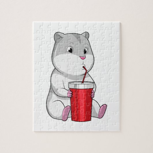 Hamster met Mok en Drink stro Legpuzzel (Verticaal)