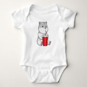 Hamster met Mok en Drink stro Romper (Voorkant)