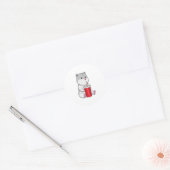 Hamster met Mok en Drink stro Ronde Sticker (Envelop)