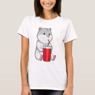 Hamster met Mok en Drink stro T-shirt