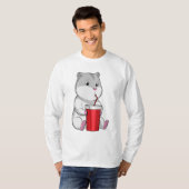 Hamster met Mok en Drink stro T-shirt (Voorkant volledig)
