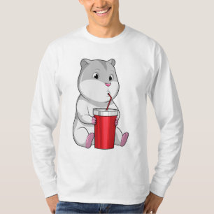 Hamster met Mok en Drink stro T-shirt