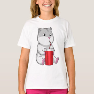 Hamster met Mok en Drink stro T-shirt