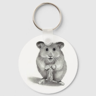 HAMSTER MET PEANUT, PENCIL ART SLEUTELHANGER