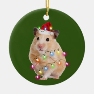 Hamster met Petten kerstmis Keramisch Ornament