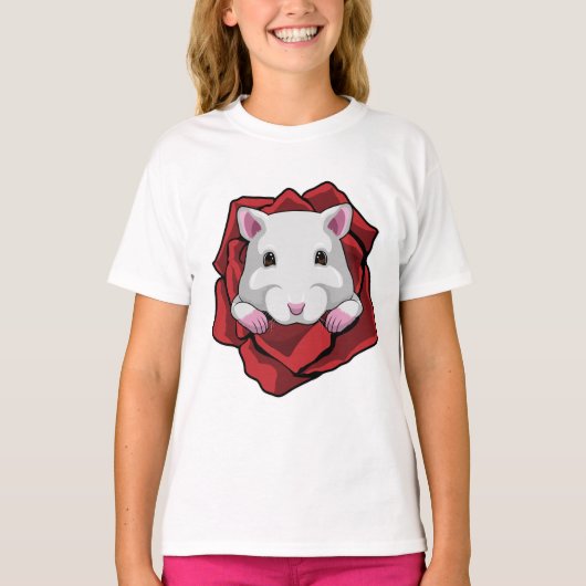 Hamster met Roos T-shirt (Voorkant)