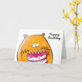 Hamster met taart verjaardagskaart kaart (Gele Bloem)