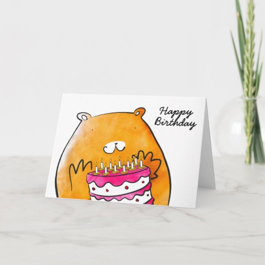 Hamster met taart verjaardagskaart kaart (Voorkant)