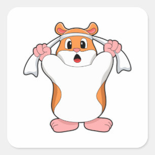 Hamster met Towel Vierkante Sticker