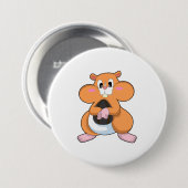 Hamster met Walnoot Ronde Button 7,6 Cm (Voorkant /achterkant)