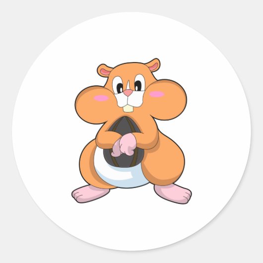 Hamster met Walnut Ronde Sticker (Voorkant)