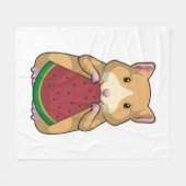 Hamster met Watermeloen Fleece Deken (Voorkant (Horizontaal))
