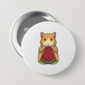 Hamster met Watermeloen Ronde Button 7,6 Cm (Voorkant /achterkant)