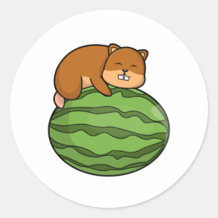 Hamster met Watermeloen Ronde Sticker