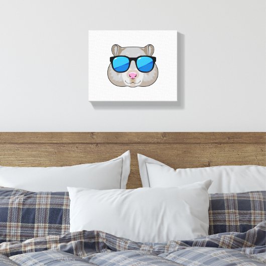 Hamster met zonnebril canvas afdruk (Insitu (Slaapkamer))