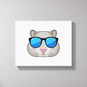 Hamster met zonnebril canvas afdruk