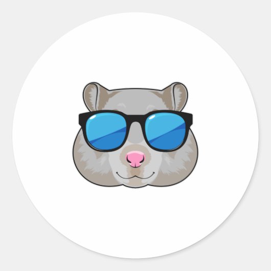 Hamster met zonnebril ronde sticker (Voorkant)