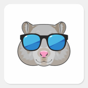 Hamster met zonnebril vierkante sticker