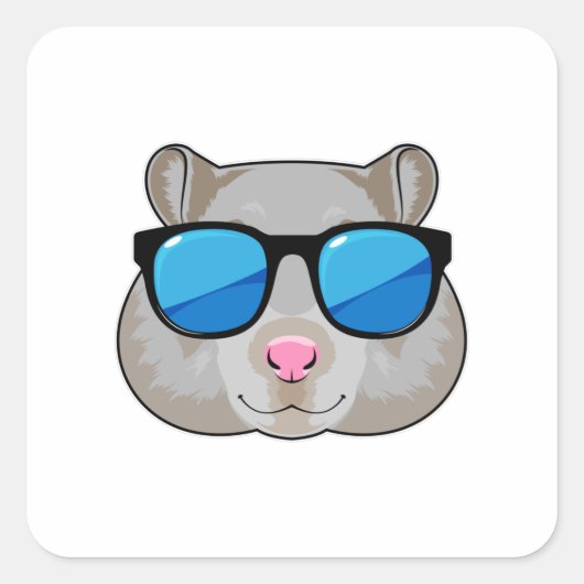 Hamster met zonnebril vierkante sticker (Voorkant)
