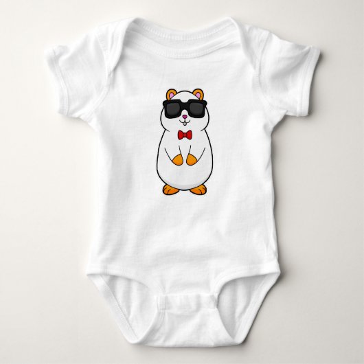 Hamster met zonnebrillen en stropdas met zwoerd romper (Voorkant)