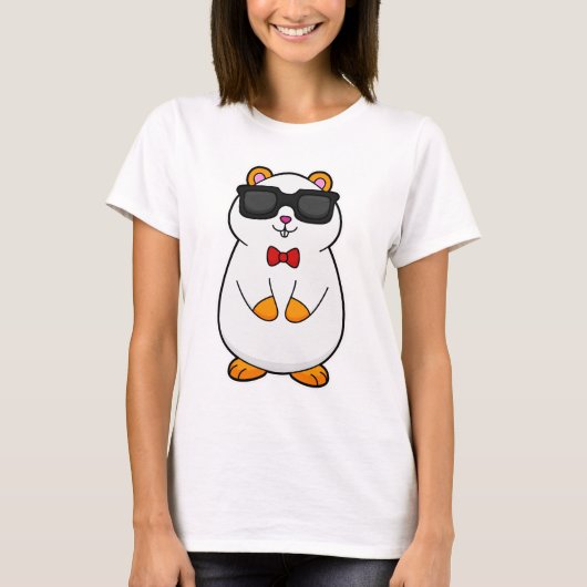 Hamster met zonnebrillen en stropdas met zwoerd t-shirt (Voorkant)