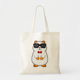 Hamster met zonnebrillen en stropdas met zwoerd tote bag