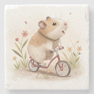 Hamster op de fiets stenen onderzetter