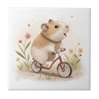 Hamster op de fiets tegeltje