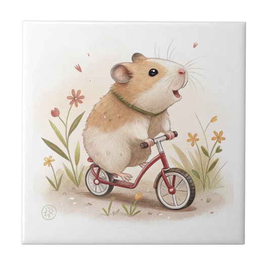 Hamster op de fiets tegeltje (Voorkant)