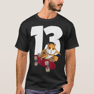 Hamster op Skateboard 13 jaar oud 13e verjaardag T-shirt