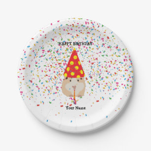 Hamster Parting - Dieren op Birthday Party Name Papieren Bordje