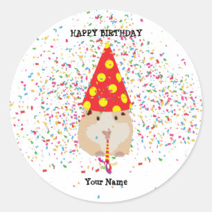 Hamster Parting - Dieren op Birthday Party Name Ronde Sticker