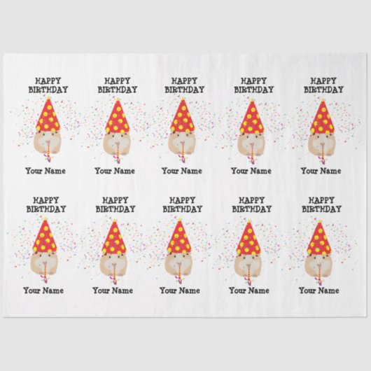 Hamster Parting - Dieren op Birthday Party Name Tissuepapier (Voorkant)