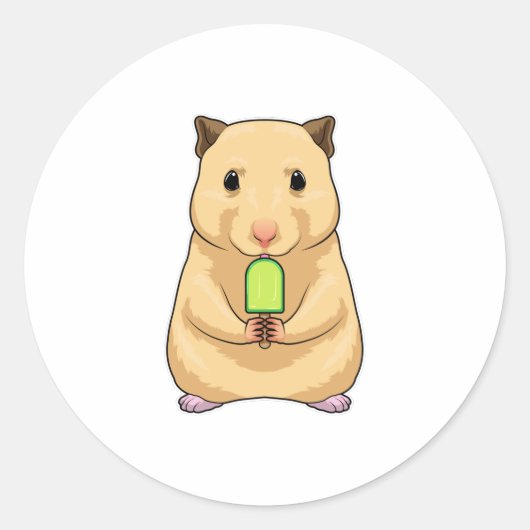 Hamster Popsicle Ronde Sticker (Voorkant)