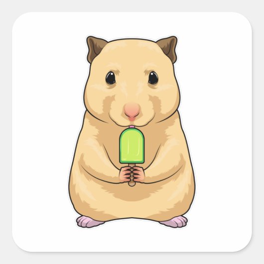 Hamster Popsicle Vierkante Sticker (Voorkant)