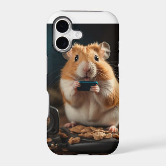 Hamster praat op mobiele telefoon
