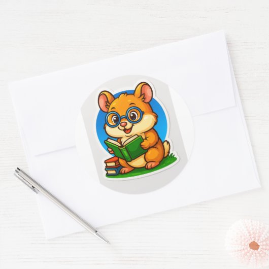 Hamster Reading Sticker (Enveloppe)