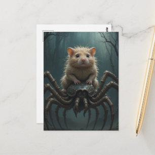 Hamster rijdt op een spin briefkaart