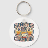Hamster Rings Champion Retro Design Sleutelhanger (Voorkant)