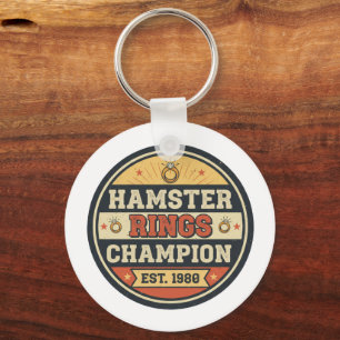 Hamster Rings Kampioen Retro Badge Sleutelhanger