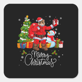 Hamster Santa Kerstkerstgroep Familie Pajama Vierkante Sticker