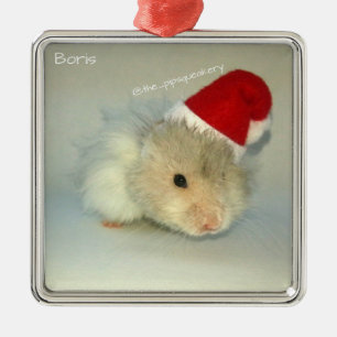 Hamster Santa. Metalen Ornament