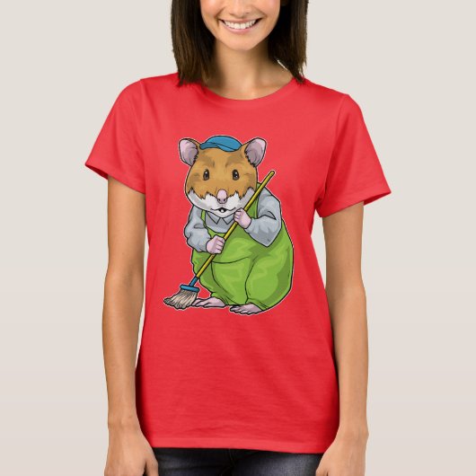 Hamster Schoonmaak personeel Mop T-shirt (Voorkant)