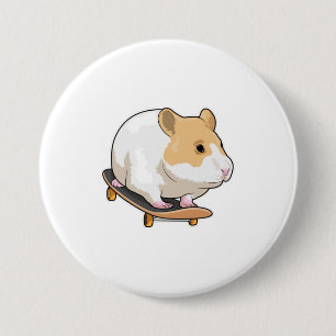 Hamster Skater Skateboard Ronde Button 7,6 Cm
