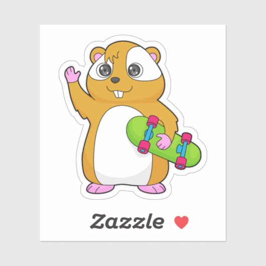 Hamster Skater Skateboard Sticker (Vel)
