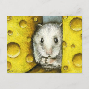 Hamster sur une carte postale de plateau de fromag