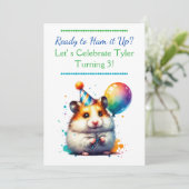 Hamster Theme Boy's Verjaardagsfeestje Kaart (Staand voorkant)