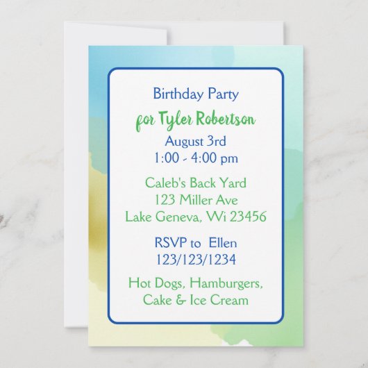 Hamster Theme Boy's Verjaardagsfeestje Kaart (Achterkant)