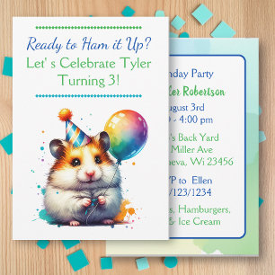 Hamster Theme Boy's Verjaardagsfeestje Kaart