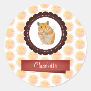 Hamster van rode en roze meisjes ronde sticker